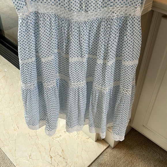 Free People Retro Kitty Crochet Lace Accent Floral Shift Mini Dress Size Small - Picture 9 of 14